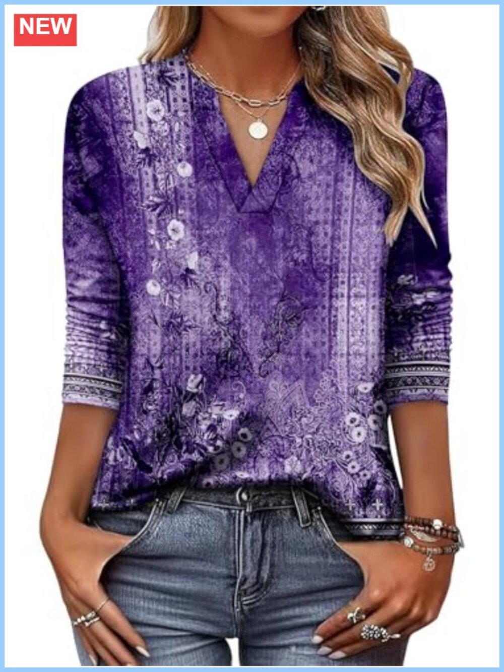 Women's V Neck Long Sleeve Loose Casual Tunic Blouse for Work